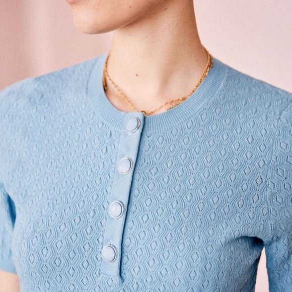 Sezane Tops - Sezane Carter Knit in Sky Blue Size M